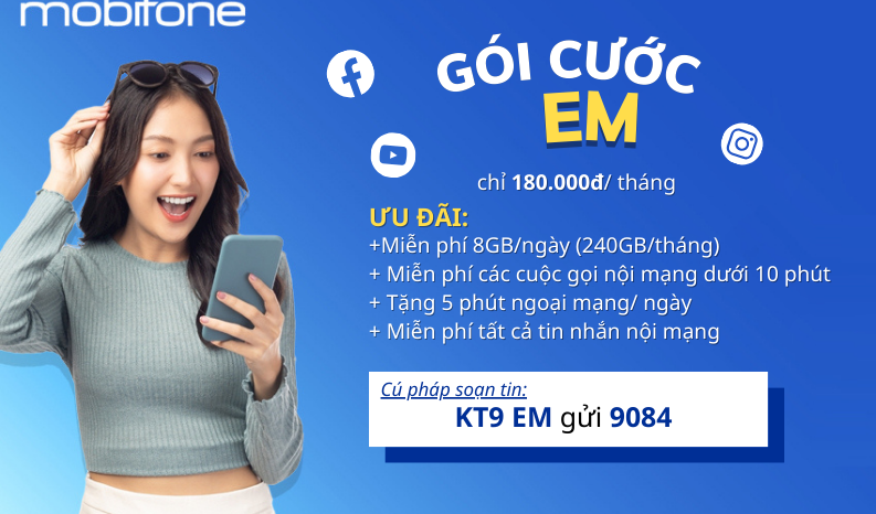 Gói cước EM Mobifone thả ga gọi thoại+ 8GB data/ngày
